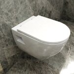 Wc suspendu sans bride avec sortie horizontale et abattant  fermeture progressive