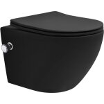 Luxebath - wc suspendu sans rebord avec fonction bidet, court 49 cm, noir mat, chasse d'eau tornade, ...