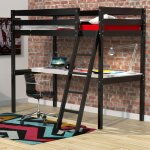 Weber industries - lit mezzanine aspen 90x190 + 1 sommier + bureau / noir / 199x143x170