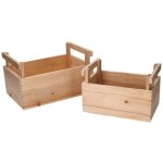 Webmarketpoint - caisse en bois avec poign�es 1 - 2 naturelle rectangulaire 26, 5x18h15 cm