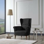 Webmarketpoint - fauteuil bergère tissu olive gris foncé Webmarketpoint - fauteuil bergère tissu olive gris foncé