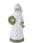 Statuette pre nol en rsine blanche 11x8, 5x25cm