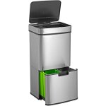 Wellhome - well home poubelle de tri 67l (42l + 25l), poubelle  2 compartiments, ouverture automatique ...