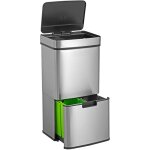 Wellhome - well home poubelle de tri 72l (47l + 25l), poubelle  2 compartiments, ouverture automatique ...