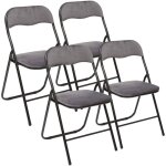 Wellhome - lot de 4 chaises pliantes en velours gris 44x52x73 cm