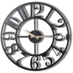 Wellhome - horloge murale dcorative black au style simple - 100% mtal - noir
