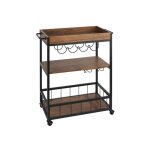Desserte sur roulettes rustico wenko chariot de service 3 plateaux, porte - bouteilles et porte - verres, ...