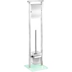 Serviteur wc 2en1 debar wenko brosse wc  tte remplaable et drouleur, acier inox, socle stable en ...