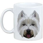 West highland white terrier, westie - mug avec photo et inscription g�om�trique chien art - dog