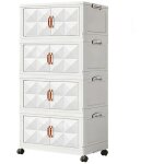 Wevalley bo�te rangement plastique, 4 caisses de rangement pliables, pour chambre, salon, cuisine, blanc ...