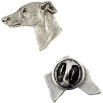 Whippet, l�vrier anglais - broche chien plaqu�e argent, �pingle �l�gante, bijoux de revers par art - ...