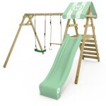 Wickey - portique balanoire aire de jeux smart ace avec toboggan - vert pastel