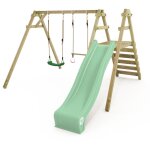 Wickey portique balanoire aire de jeux smart dash avec toboggan - vert pastel