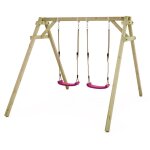 Wickey - portique de balan�oire pour enfants smart move, structure double en bois ? rose