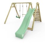 Wickey - portique de balan�oire pour enfants smart swift avec toboggan, structure double en bois ? vert ...
