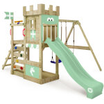 Wickey royalflyer aire de jeu en bois avec balan�oire et bac � sable en vert clair