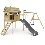 Wickey smart travel cabane sur pilotis avec balan�oire et cabane en anthracite