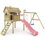 Wickey smart travel cabane sur pilotis avec balan�oire et cabane en rose clair