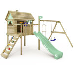 Wickey smart travel cabane sur pilotis avec balan�oire et cabane en vert clair
