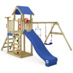 Wickey - tour de jeux en bois multiflyer light, balanoire et toboggan, tour d'escalade extrieur pour ...