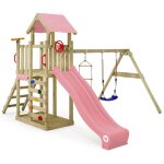 Wickey - tour de jeux en bois multiflyer light, balanoire et toboggan, tour d'escalade extrieur pour ...