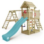 Tour de jeux en bois rocketflyer avec balanoire et toboggan, tour d'escalade avec bac  sable, chelle ...