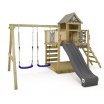 Wickey - tour de jeux en bois smart cave avec balan�oire et toboggan, cabane avec bac � sable, �chelle ...