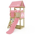 Wickey - tour de jeu dinkyhouse pour tout - petits avec toboggan et chelle d'escalade ? rose pastel