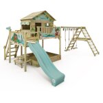 Tour de jeux disney saga avec balançoire et toboggan, maisonnette sur pilotis avec bac à sable, échelle ... Tour de jeux disney saga avec balançoire et toboggan, maisonnette sur pilotis avec bac à sable, échelle ...