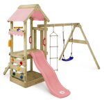 Wickey - tour de jeu structure d'escalade freshflyer avec balan�oire & toboggan maison sur pilotis avec ...