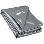 Wiltec b�che de camion 3 x 6m grise 650 g / m� polyester rev�tement pvc ?illets inox 100cm haute protection ...