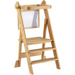 Wiltec chaise pour enfant tour d'apprentissage pliable 43 x 48 x 91 cm en bambou, r�glable en hauteur, ...