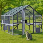 Wiltec enclos ext�rieur pour chats 280 x 187 x 187 cm catio bois sapin toit toit avec b�che imperm�able ...