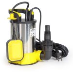 Wiltec - pompe � eau immerg�e � aspiration plate 400 w ? jusqu'� 1 mm ? 8000 l / h ? acier inox ? refoulement ...