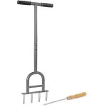 Wiltec scarificateur de pelouse manuel ? 4 pics en acier inox ? aerateur de gazon avec repose pied ? ...