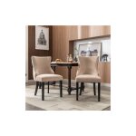 Wishdor - lot de 2 chaises de salle � manger en velours avec coutures boutonn�es, 4 pieds en bois massif ...