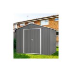 Wishdor - abri de jardin mtal gris avec porte  charnire, pour stockage de matriel de jardin et d'outils ...