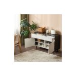 Buffet 120 cm, buffet noir et blanc avec tiroirs nervurs, tagres rglables, 2 portes, pour cuisine, ...