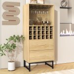 Wishdor - buffet bois, buffet salon, armoire à vin bois avec 2 tiroirs, 18 compartiments et porte - verres ... Wishdor - buffet bois, buffet salon, armoire à vin bois avec 2 tiroirs, 18 compartiments et porte - verres ...