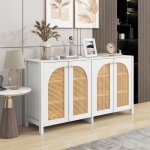 Wishdor - buffet de cuisine, buffet canage avec 4 portes en canage, poigne mtallique, pour salle  ...