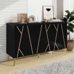 Wishdor - buffet noir, buffet salon avec 3 portes de ligne unique, sans poignes, pour salle  manger, ...