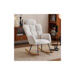 Wishdor - fauteuil  bascule en peluche teddy, fauteuil  bascule capitonn, base en mtal noir, pour ...