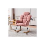 Wishdor - fauteuil  bascule en peluche teddy, fauteuil  bascule capitonn, base en mtal noir, pour ...