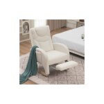 Wishdor - fauteuil � bascule en tissu teddy avec repose - pieds, chaise � bascule capitonn� avec poches ...