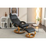 Wishdor - fauteuil de massage rembourrée en pu avec repose - pieds, masseur 5 points, base en bois courbé, ... Wishdor - fauteuil de massage rembourrée en pu avec repose - pieds, masseur 5 points, base en bois courbé, ...