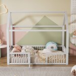 Wishdor - lit cabane 90x200 cm, lit simple, lit cabane enfant, cadre de lit en bois avec sommier � lattes ...