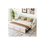 Wishdor - lit enfant 90x190 cm avec lit gigogne, port de charge usb, 2 espaces de rangement, 4 poches ...