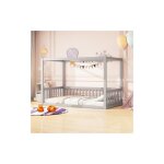 Lit enfant 90x200 cm avec barrires de scurit, sans matelas, gris