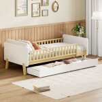 Wishdor - lit enfant lit simple 90 x 190 cm avec 2 tiroirs et sommier � lattes, en bois, blanc