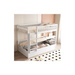 Lit superpos� 90x200 cm lit coffre lit enfant avec barri�re de s�curit�, sans matelas, blanc